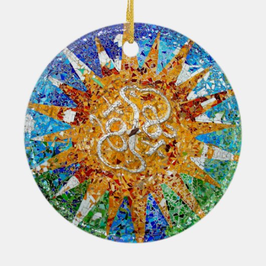 Gaudi Sunburst Mosaic Keramisch Ornament (Achterkant)