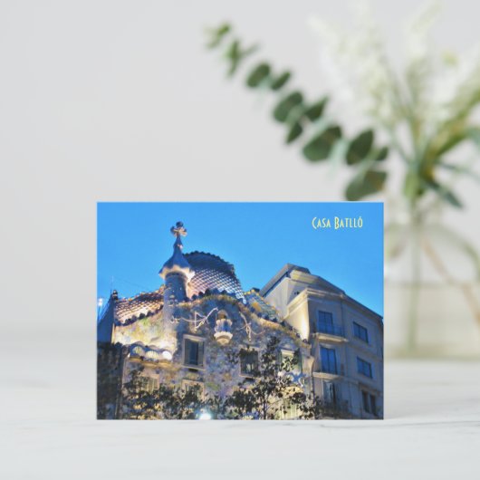 Gaudi's "Drakenhuis" in het Briefkaart van Barcelo (Staand voorkant)