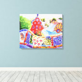 Gaudi's Park. Canvas Afdruk (Insitu (Houten vloer))