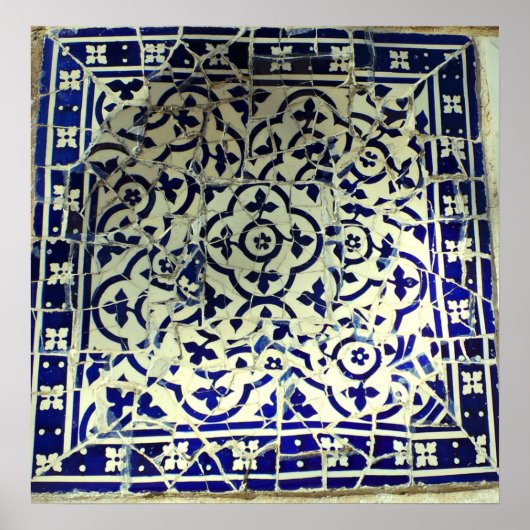 Gaudi's Park Guell Mosaic Tegels Barcelona Poster (Voorkant)