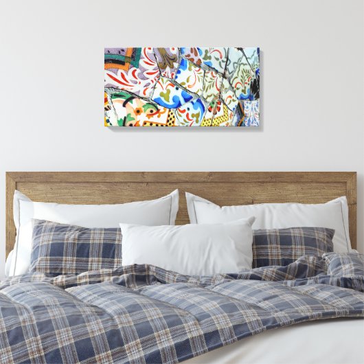 Gaudi's Park Guell Mosaic Tiles Canvas Afdruk (Insitu (Slaapkamer))