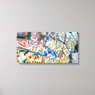 Gaudi's Park Guell Mosaic Tiles Canvas Afdruk