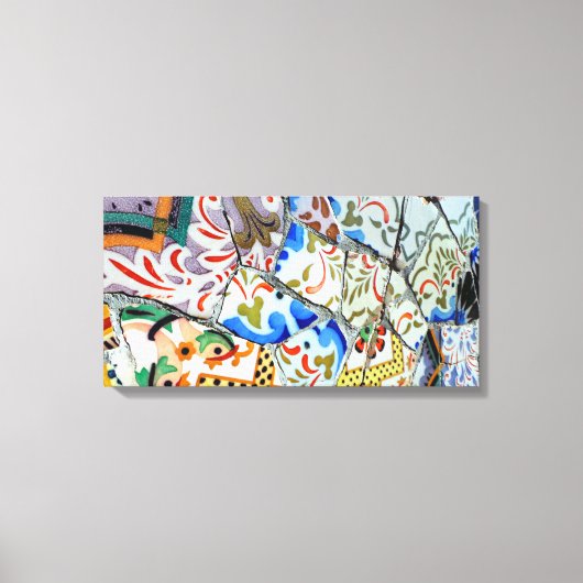 Gaudi's Park Guell Mosaic Tiles Canvas Afdruk (Voorkant)