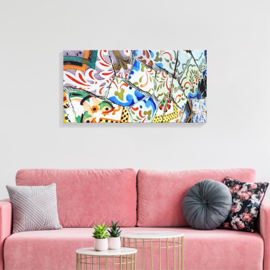 Gaudi's Park Guell Mosaic Tiles Canvas Afdruk (Insitu (Woonkamer))