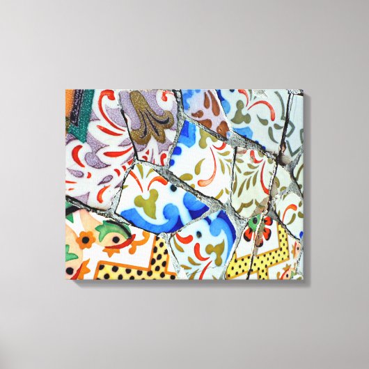 Gaudi's Park Guell Mosaic Tiles Canvas Afdruk (Voorkant)