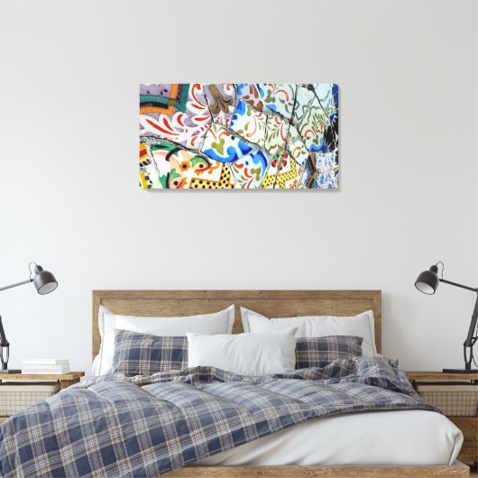 Gaudi's Park Guell Mosaic Tiles Canvas Afdruk (Insitu (Slaapkamer))