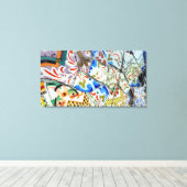 Gaudi's Park Guell Mosaic Tiles Canvas Afdruk (Insitu (Houten vloer))