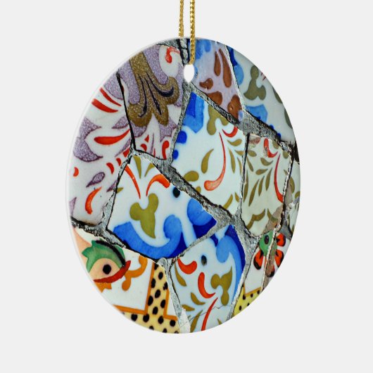 Gaudi's Park Guell Mosaic Tiles Ceramic Ornament (Rechts)
