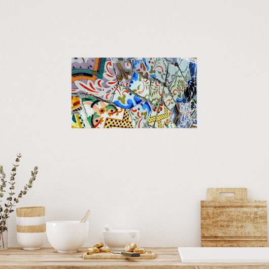 Gaudi's Park Guell Mosaic Tiles Poster (Keuken)