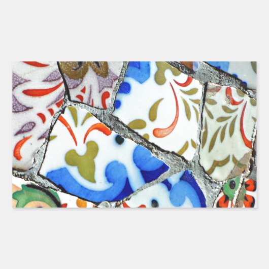 Gaudi's Park Guell Mosaic Tiles Rechthoekige Sticker (Voorkant)