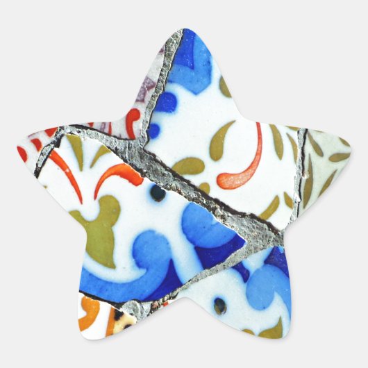 Gaudi's Park Guell Mosaic Tiles Ster Sticker (Voorkant)