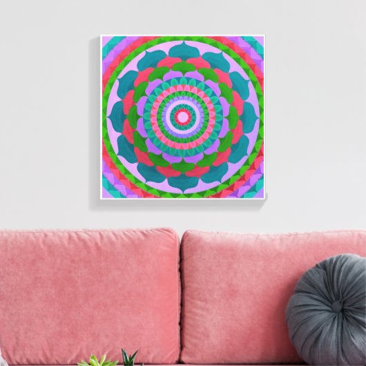 Gaudy flower Mandala Canvas Afdruk (Insitu (Woonkamer))