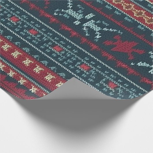 Gaudy Ugly Christmas Sweater Design Cadeaupapier (Hoek)