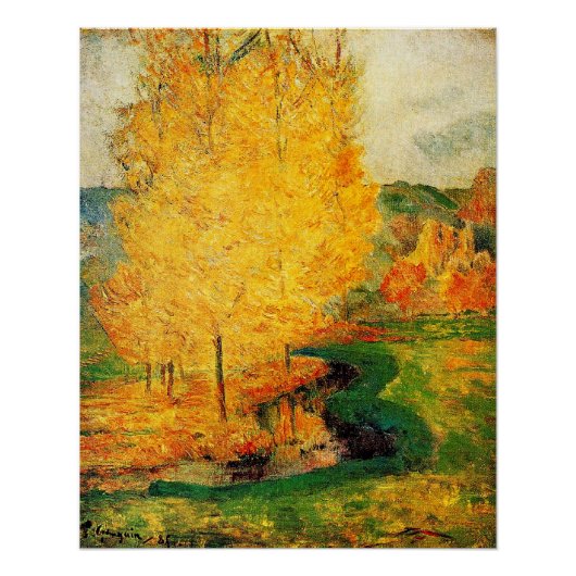 Gauguin - Bij de stroom, herfst, Perfect Poster (Voorkant)