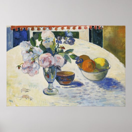 Gauguin - bloemen en Bowl van fruit op tabel 1894 Poster (Voorkant)
