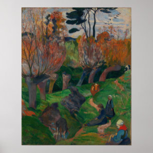 gauguin - bretagne , vrouwen en Koeien 1889 Poster