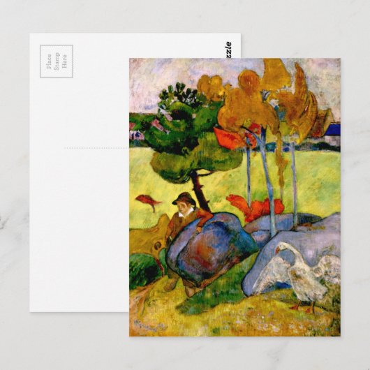 Gauguin - Breton Boy in een landschap Briefkaart (Voorkant / Achterkant)