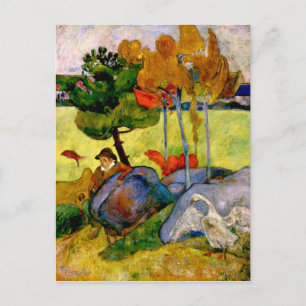 Gauguin - Breton Boy in een landschap Briefkaart