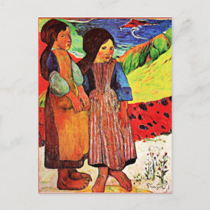 Gauguin - Breton Girls door het Zee Briefkaart