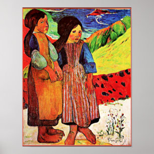 Gauguin - Breton Girls door het Zee Poster