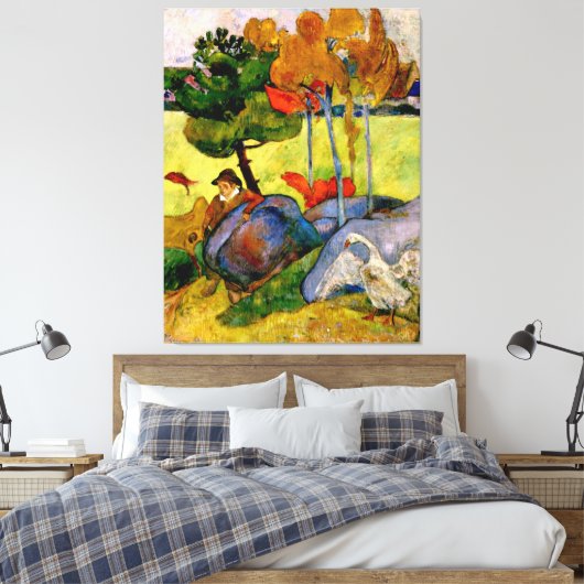Gauguin - Bretonse jongen in een landschap Canvas Afdruk (Insitu (Slaapkamer))
