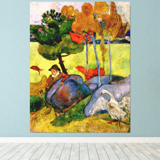 Gauguin - Bretonse jongen in een landschap Canvas Afdruk (Insitu (Houten vloer))