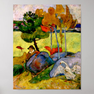 Gauguin - Bretonse jongen in een landschap Poster