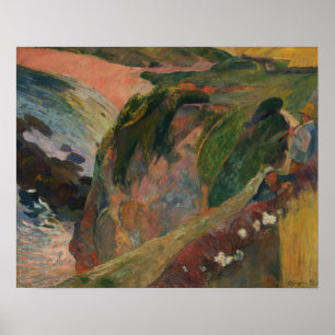 Gauguin - de speler van het Flageolet op Cliff 188 Poster