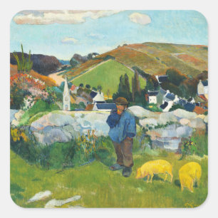 Gauguin De Zwijnenhoeder Vintage Landelijke Kunstp Vierkante Sticker