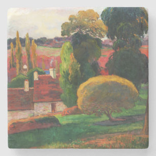 Gauguin Een boerderij in Bretagne Vintage landscha Stenen Onderzetter