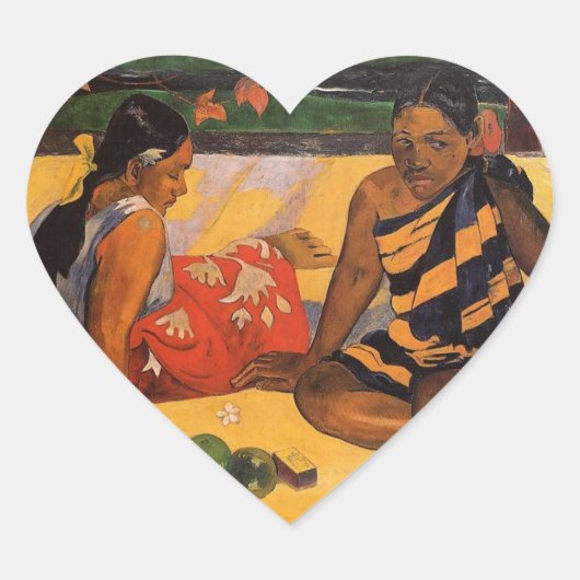 Gauguin Frans Polynesië Tahiti Vrouwen Schilderen Hart Sticker (Voorkant)