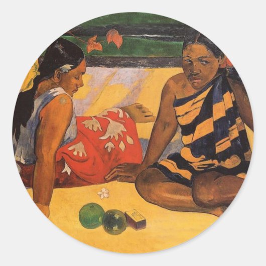 Gauguin Frans Polynesië Tahiti Vrouwen Schilderen Ronde Sticker (Voorkant)