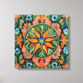 Gauguin geïnspireerde Oranje groene bloemen Canvas Afdruk