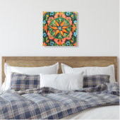 Gauguin geïnspireerde Oranje groene bloemen Canvas Afdruk (Insitu (Slaapkamer))