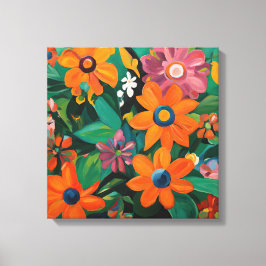 Gauguin geïnspireerde Oranje groene bloemen Canvas Afdruk