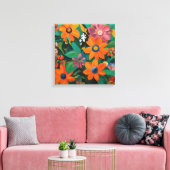 Gauguin geïnspireerde Oranje groene bloemen Canvas Afdruk (Insitu (Woonkamer))