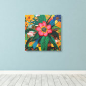 Gauguin geïnspireerde Oranje groene bloemen Canvas Afdruk (Insitu (Houten vloer))