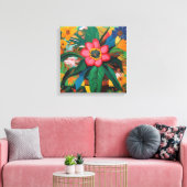 Gauguin geïnspireerde Oranje groene bloemen Canvas Afdruk (Insitu (Woonkamer))