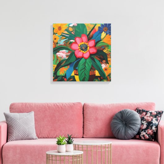 Gauguin geïnspireerde Oranje groene bloemen Canvas Afdruk (Insitu (Woonkamer))