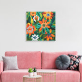 Gauguin geïnspireerde Oranje groene bloemen Canvas Afdruk (Insitu (Woonkamer))
