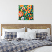 Gauguin geïnspireerde Oranje groene bloemen Canvas Afdruk (Insitu (Slaapkamer))