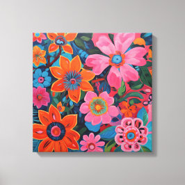 Gauguin geïnspireerde roze bloemen canvas afdruk