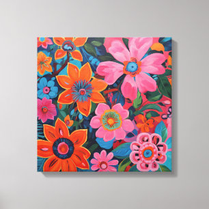 Gauguin geïnspireerde roze bloemen canvas afdruk