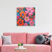 Gauguin geïnspireerde roze bloemen canvas afdruk (Insitu (Woonkamer))