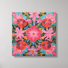 Gauguin geïnspireerde roze bloemen canvas afdruk