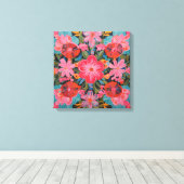 Gauguin geïnspireerde roze bloemen canvas afdruk (Insitu (Houten vloer))