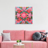 Gauguin geïnspireerde roze bloemen canvas afdruk (Insitu (Woonkamer))