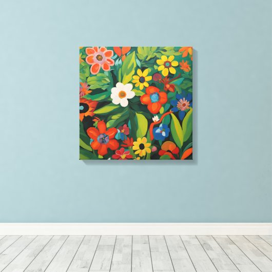 Gauguin geïnspireerde witte groene bloem canvas afdruk (Insitu (Houten vloer))