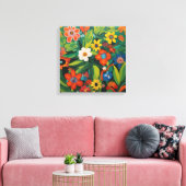 Gauguin geïnspireerde witte groene bloem canvas afdruk (Insitu (Woonkamer))