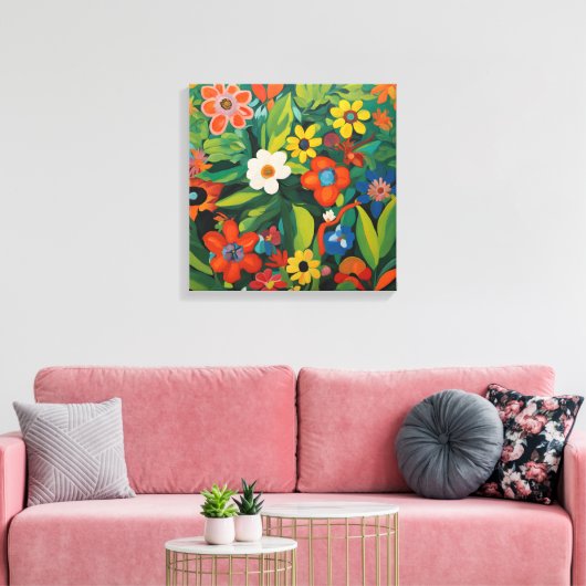 Gauguin geïnspireerde witte groene bloem canvas afdruk (Insitu (Woonkamer))